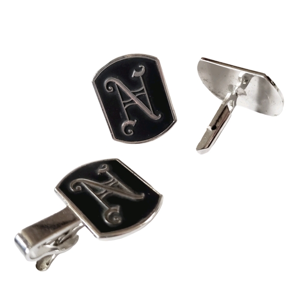 Swank Vintage Cuff Links & Tie Clip "N" Monogram - Picture 8 of 8